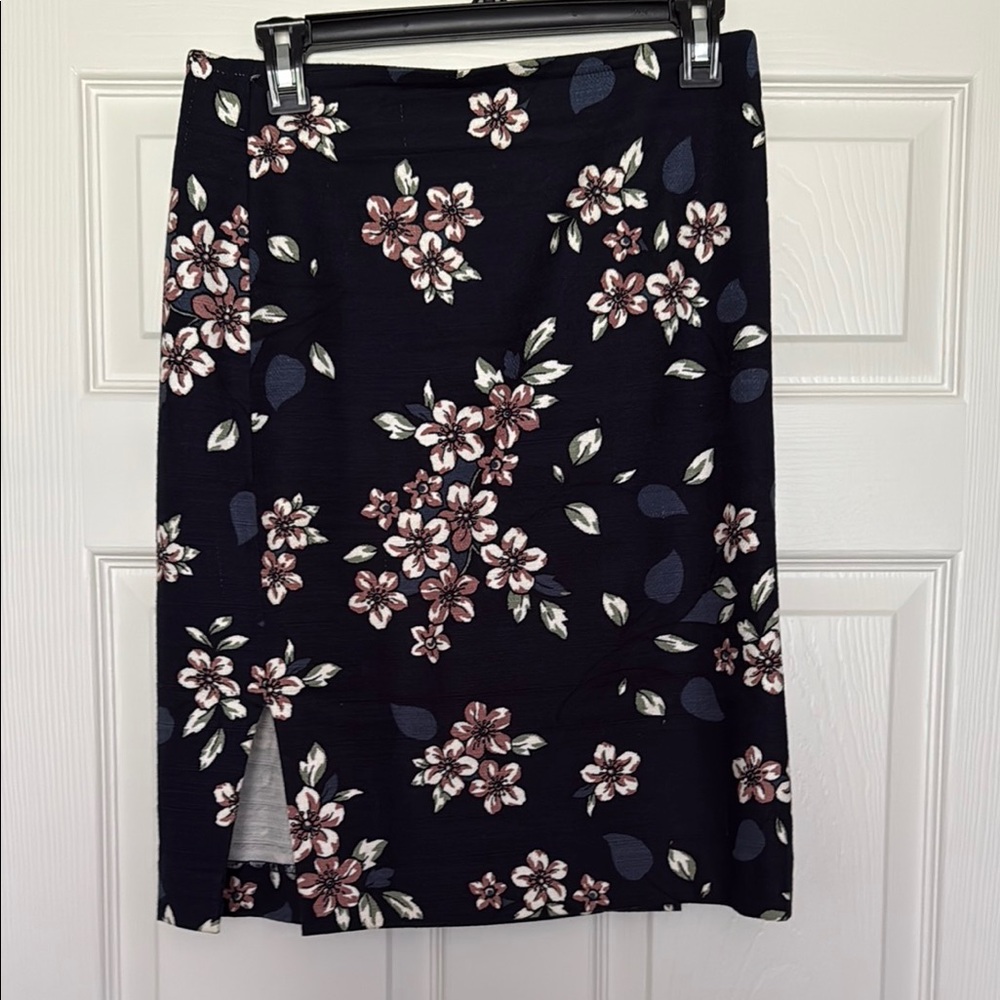 LOFT Blue and Pink Knee-Length Pencil Skirt